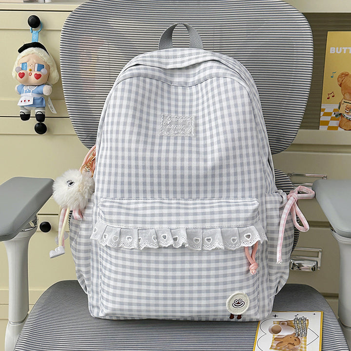 Charming Gingham Pattern School Backpack