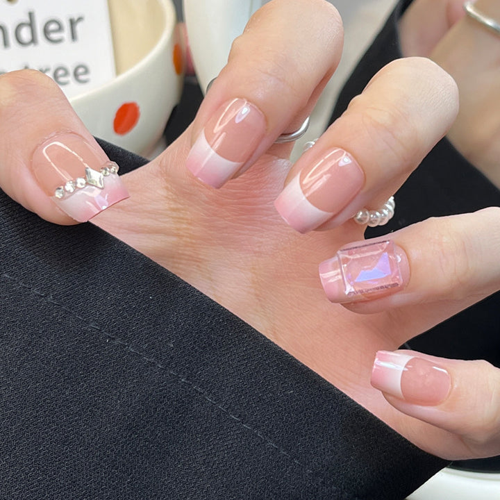 Glamorous Press-On Nail Set with Decorative Gemstone Accents Kalsten