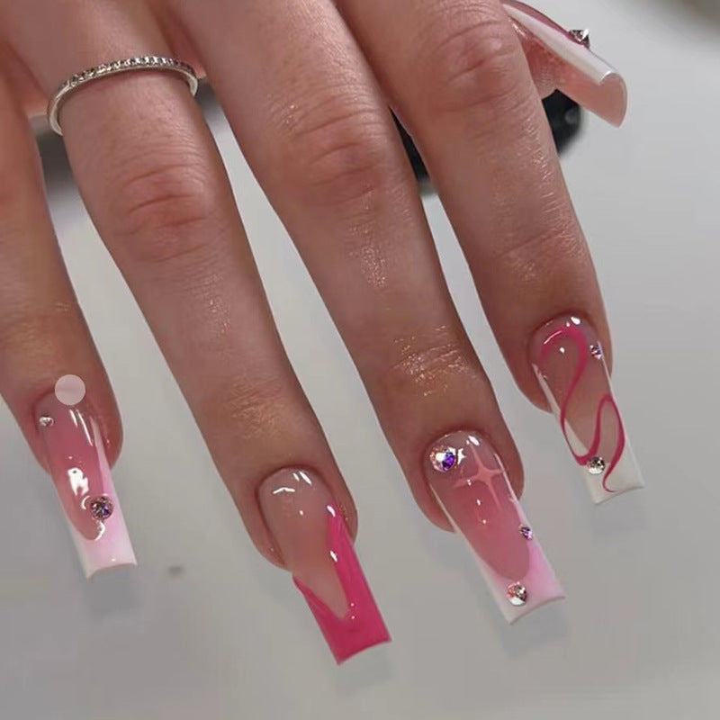 Artistic Press-On Nail Set with Animal Print