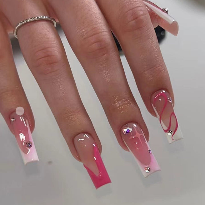 Artistic Press-On Nail Set with Animal Print