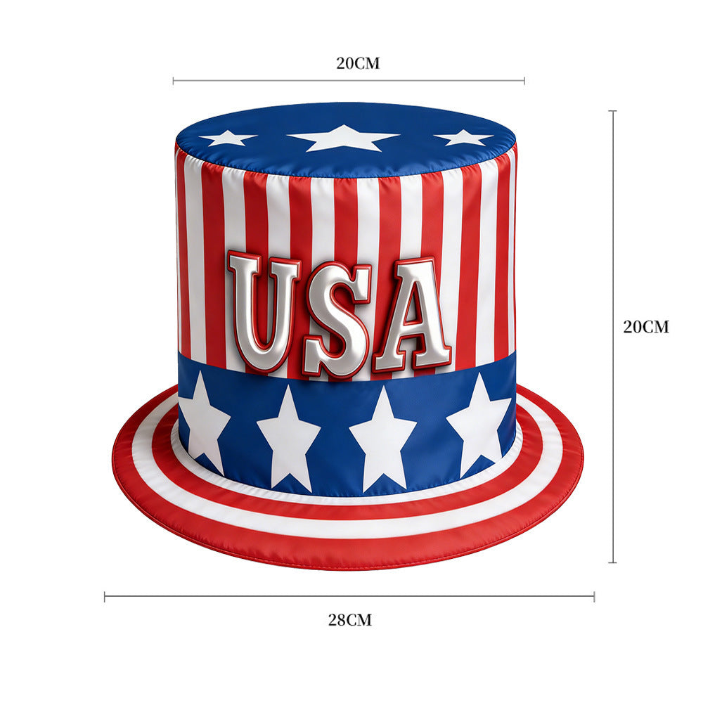 Unisex nan patriotic party top hat with all-over flag pattern and stable brim Kalsten