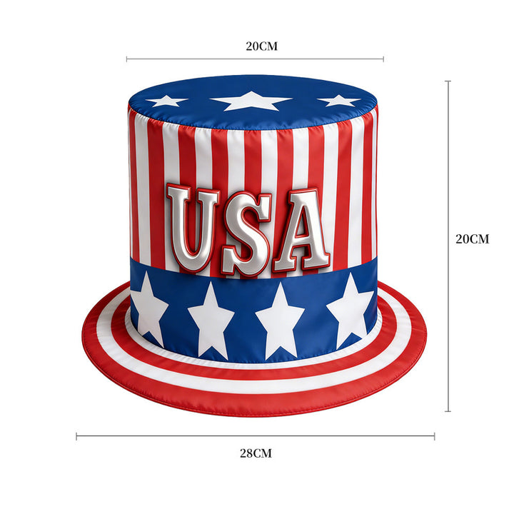 Unisex nan patriotic party top hat with all-over flag pattern and stable brim Kalsten