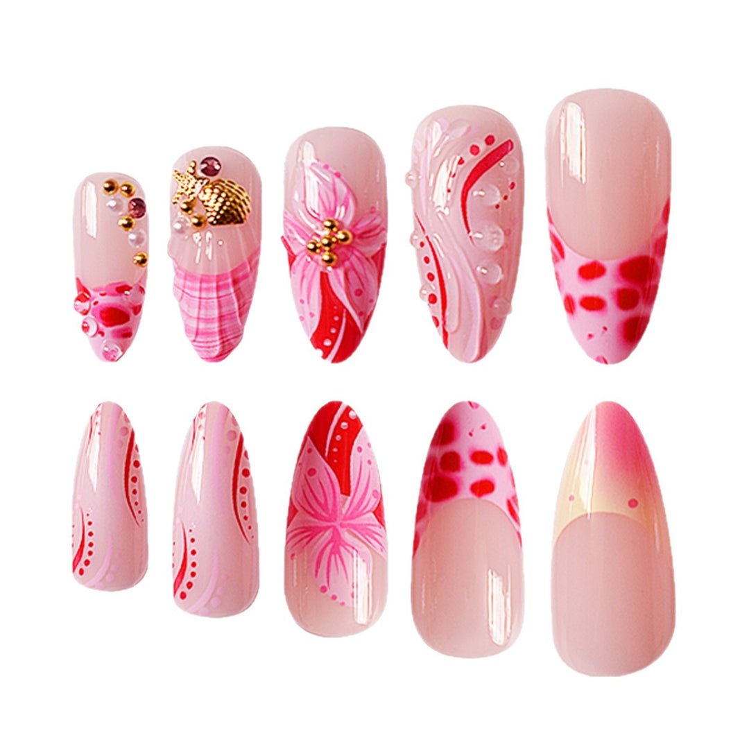 Floral Enamel Pointed Nail Art Extensions Kalsten