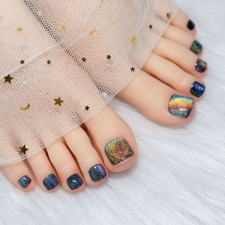 Elegant Iridescent Gel Toenail Art