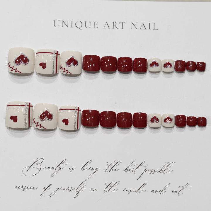 Creative Heart Design Pedicure Nail Art
