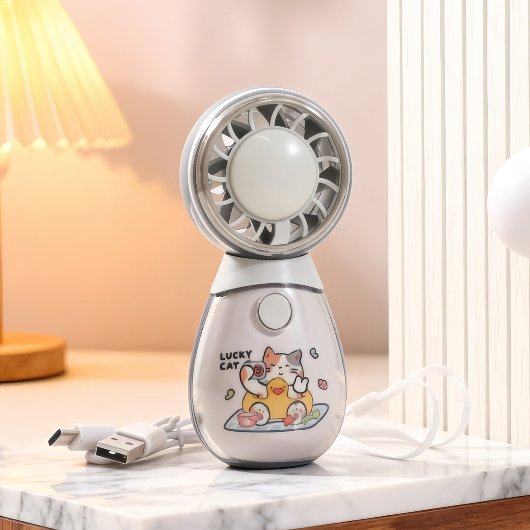 Ladies portable hand fan with misting air function and cute animal design Kalsten