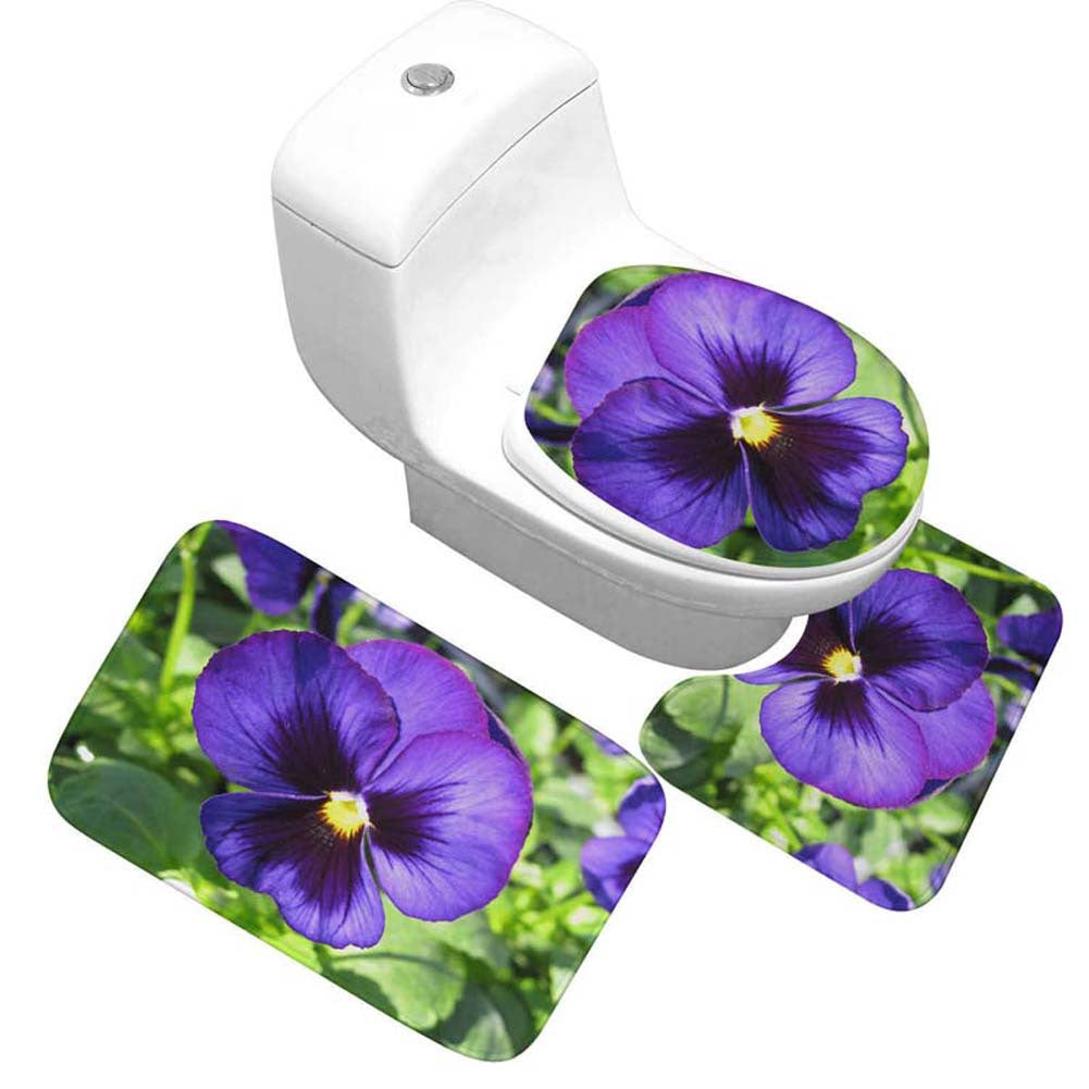 Floral Design Toilet Mat Set