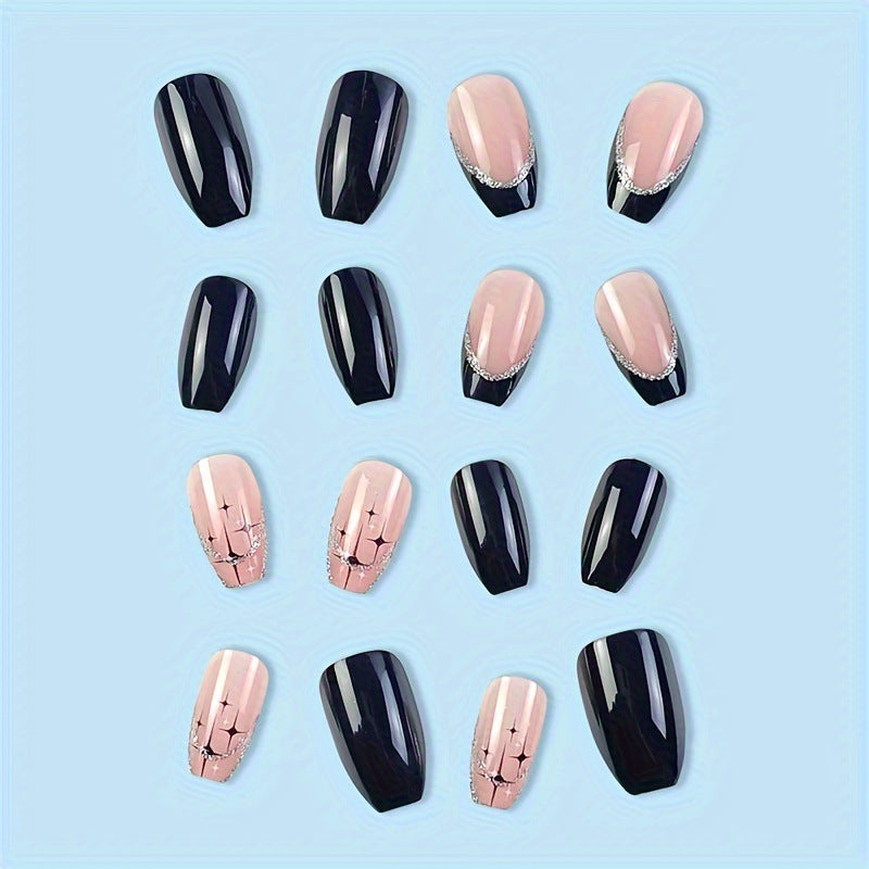 Elegant Rhinestone-Embellished Press-On Nail Design
