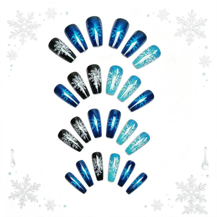 Creative Artificial Nails in Winter Snowflake Design Kalsten