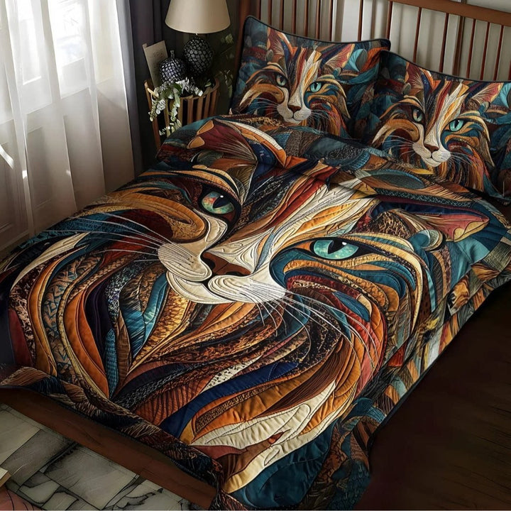 Quilted Tree Of Life Comforter Set With Embroidered Jacquard Cover And Matching Shams