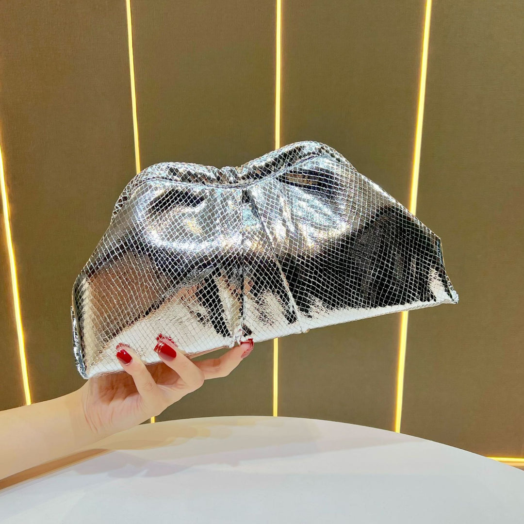 Metallic Gathered Clutch