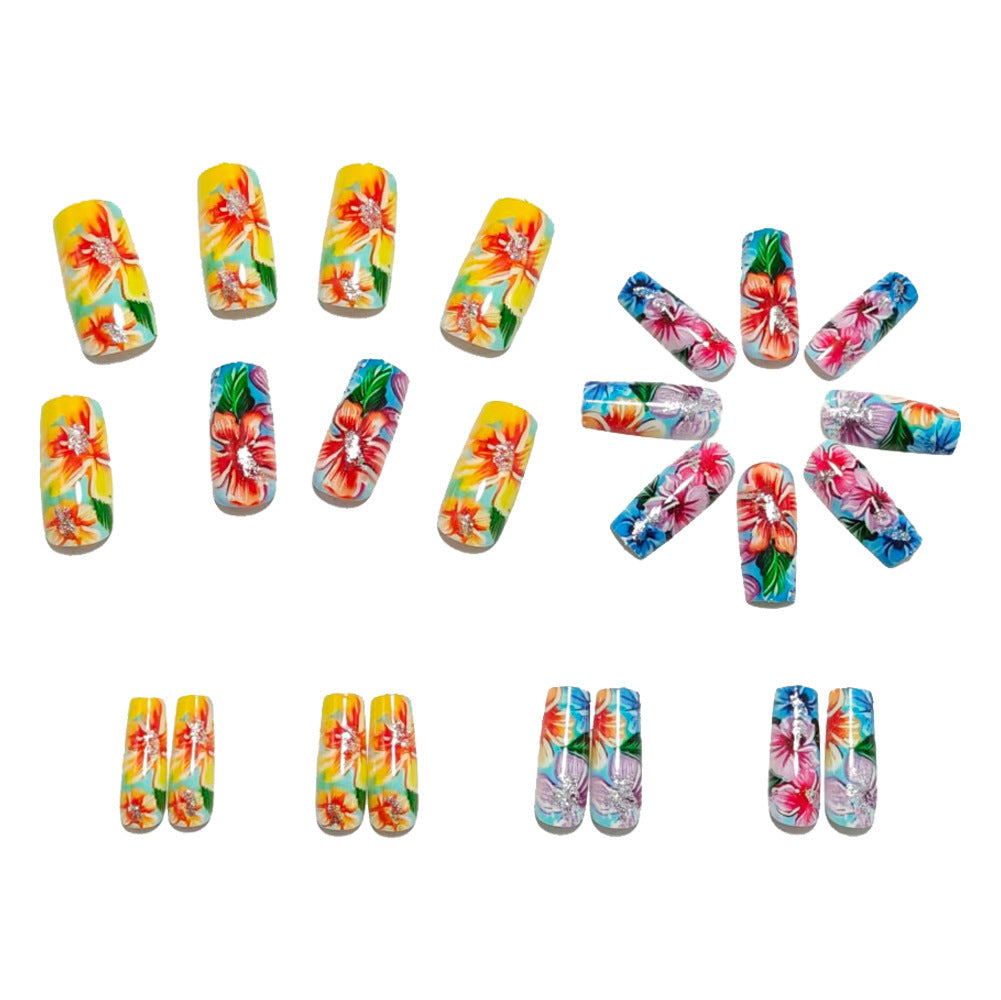 Acrylic Nail Set with Floral Designs Kalsten