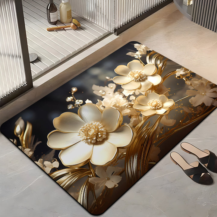 Floral Design Bath Mat Kalsten