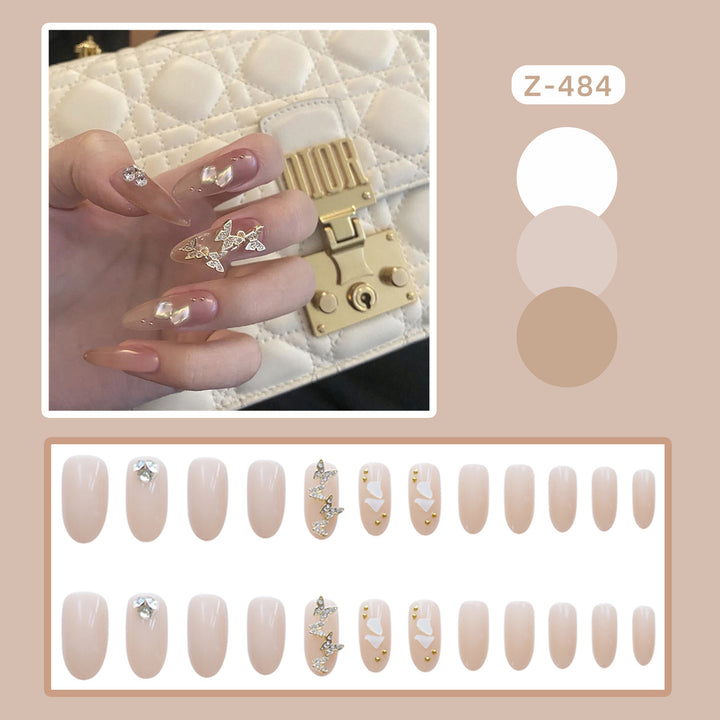 Luxury Decorative Press-On Nail Art with Gem Accents Kalsten