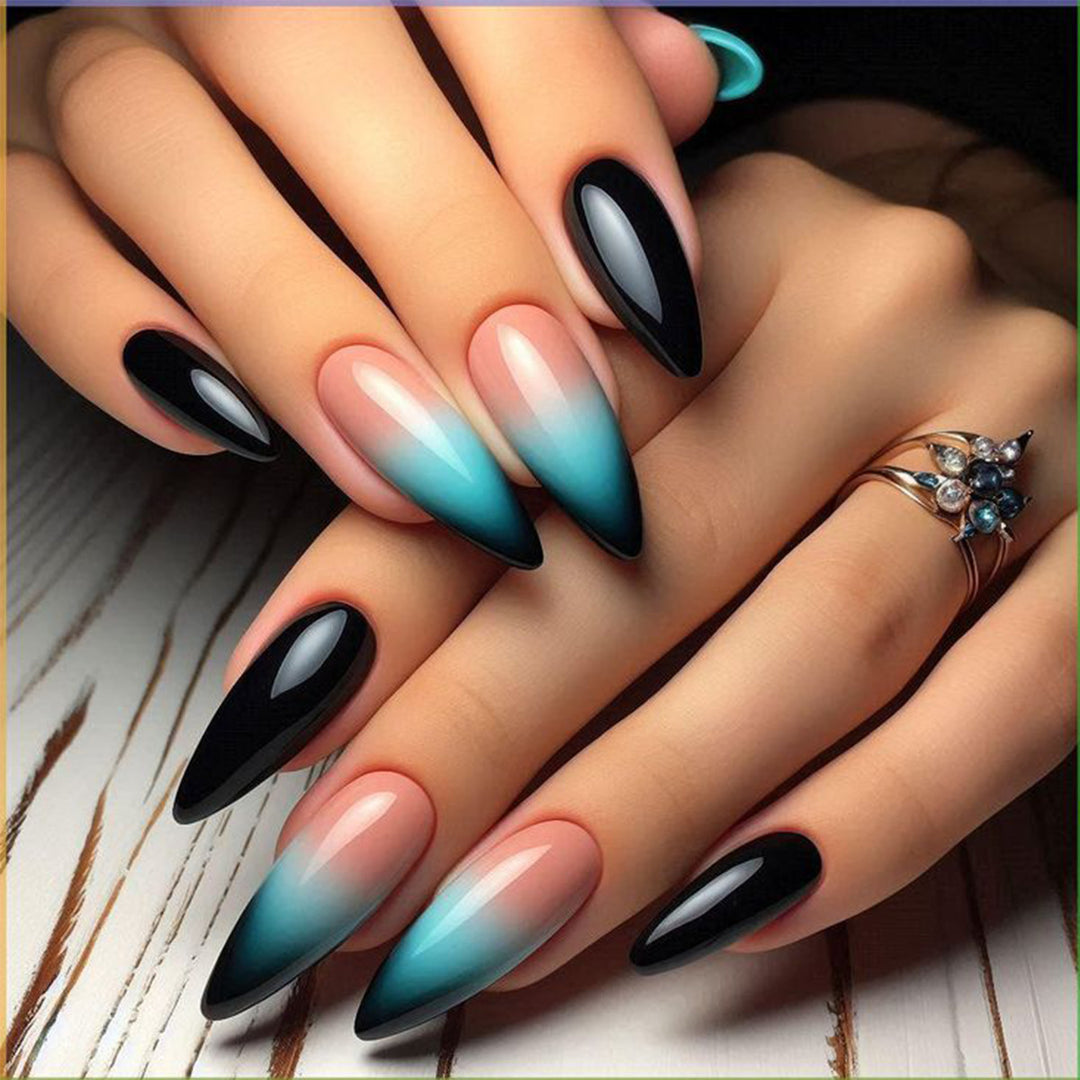 Artistic Stiletto Press-On Nails with Gradient and Glossy Finish Kalsten