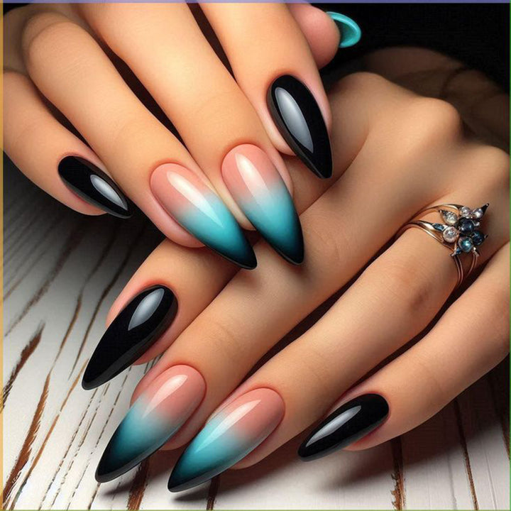 Artistic Stiletto Press-On Nails with Gradient and Glossy Finish Kalsten
