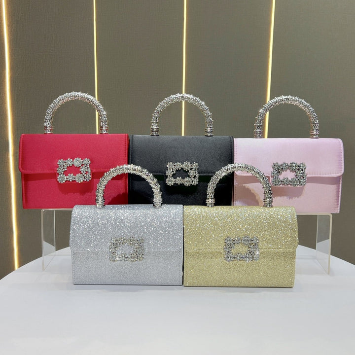 Elegant Rhinestone-Studded Handheld Evening Purse