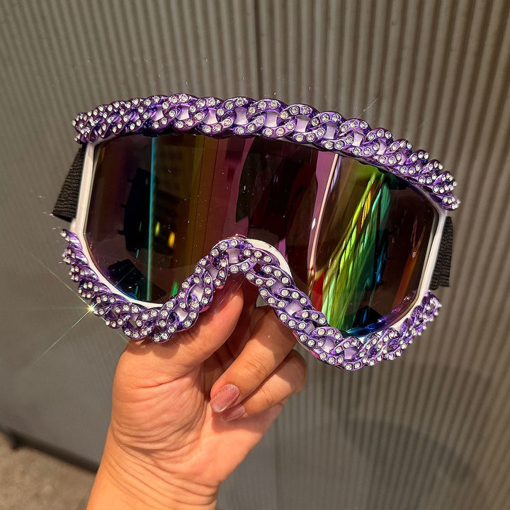 Ladies sporty elegant ski goggles with rhinestone decorated frame Kalsten