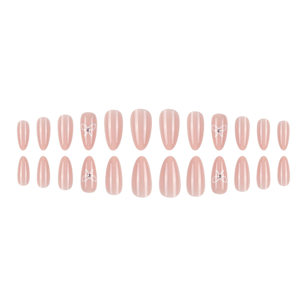 Decorative Bow-Embellished Stiletto Press-On Nails Kalsten