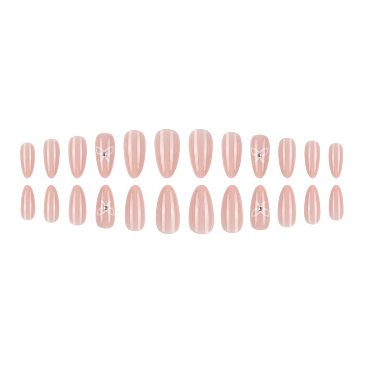 Decorative Bow-Embellished Stiletto Press-On Nails Kalsten