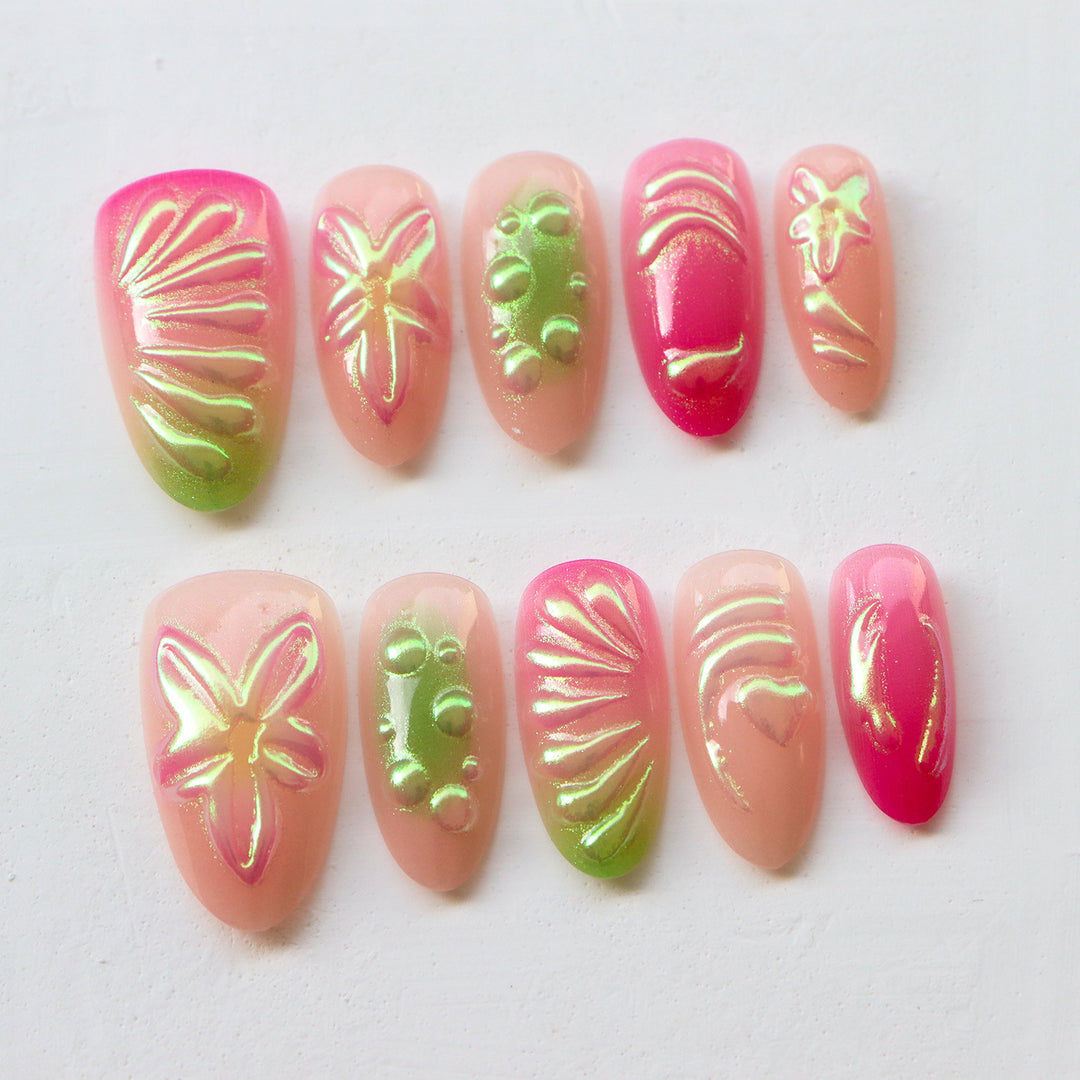 Detailed Floral Nail Art Set