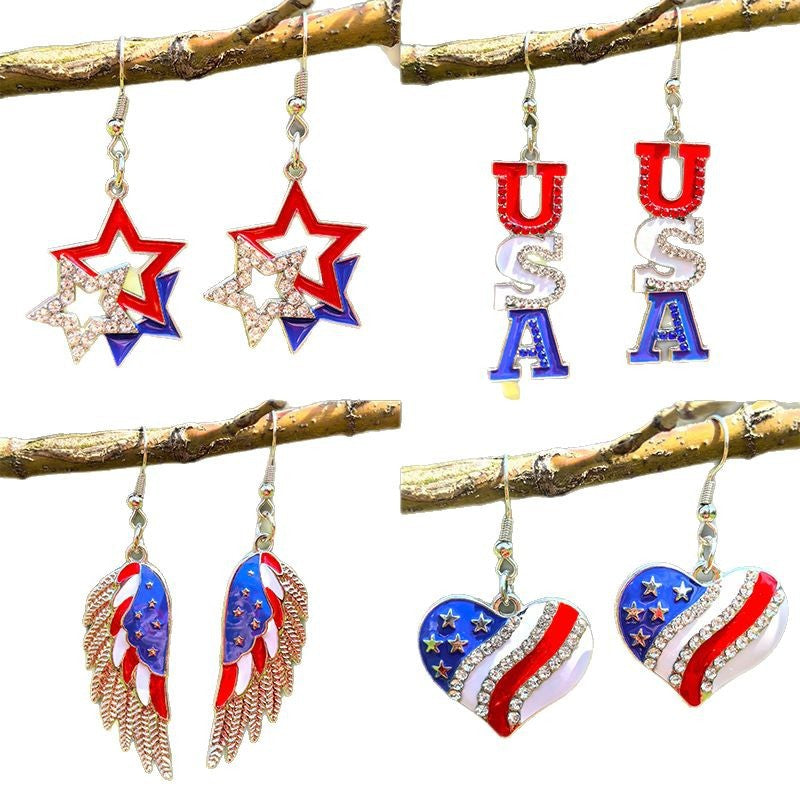 Women's eye-catching star enamel earrings with crystal embellishments and hook clasp Kalsten