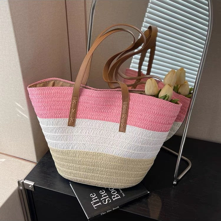Padded Bast Bag with Decorative Leather Handles Kalsten