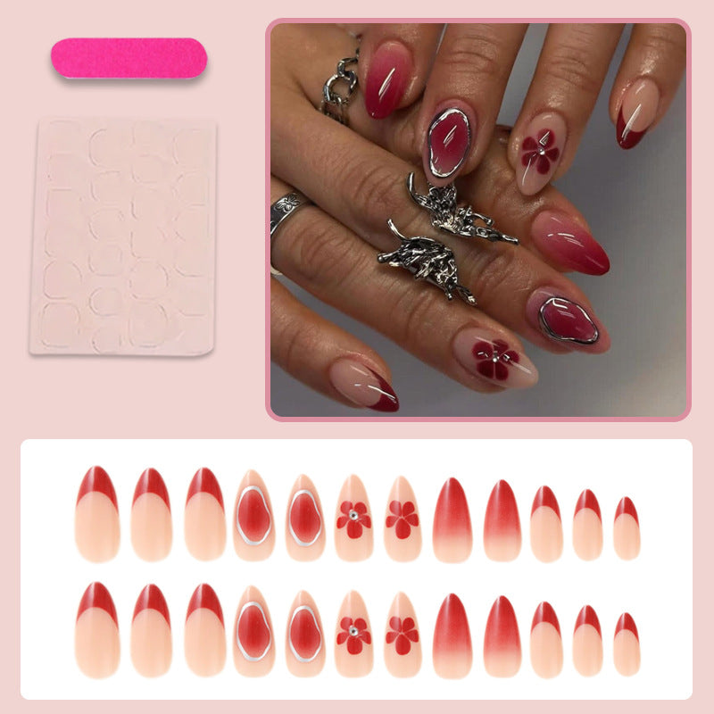 Artificial nail set with elegant flower and ombre accents Kalsten