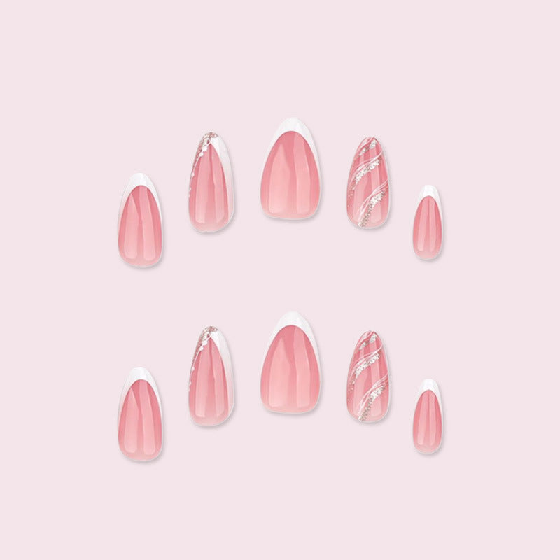 Artificial nails with elegant French tips and glittering accents Kalsten