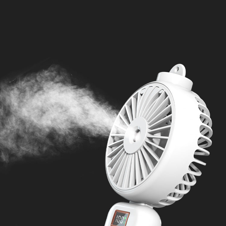 Cooling compact rechargeable adjustable-angle dual-head personal fan with digital battery display and magnetic dock Kalsten