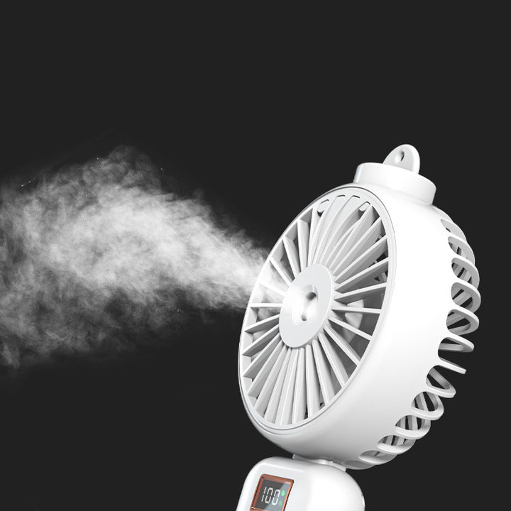 Cooling compact rechargeable adjustable-angle dual-head personal fan with digital battery display and magnetic dock Kalsten