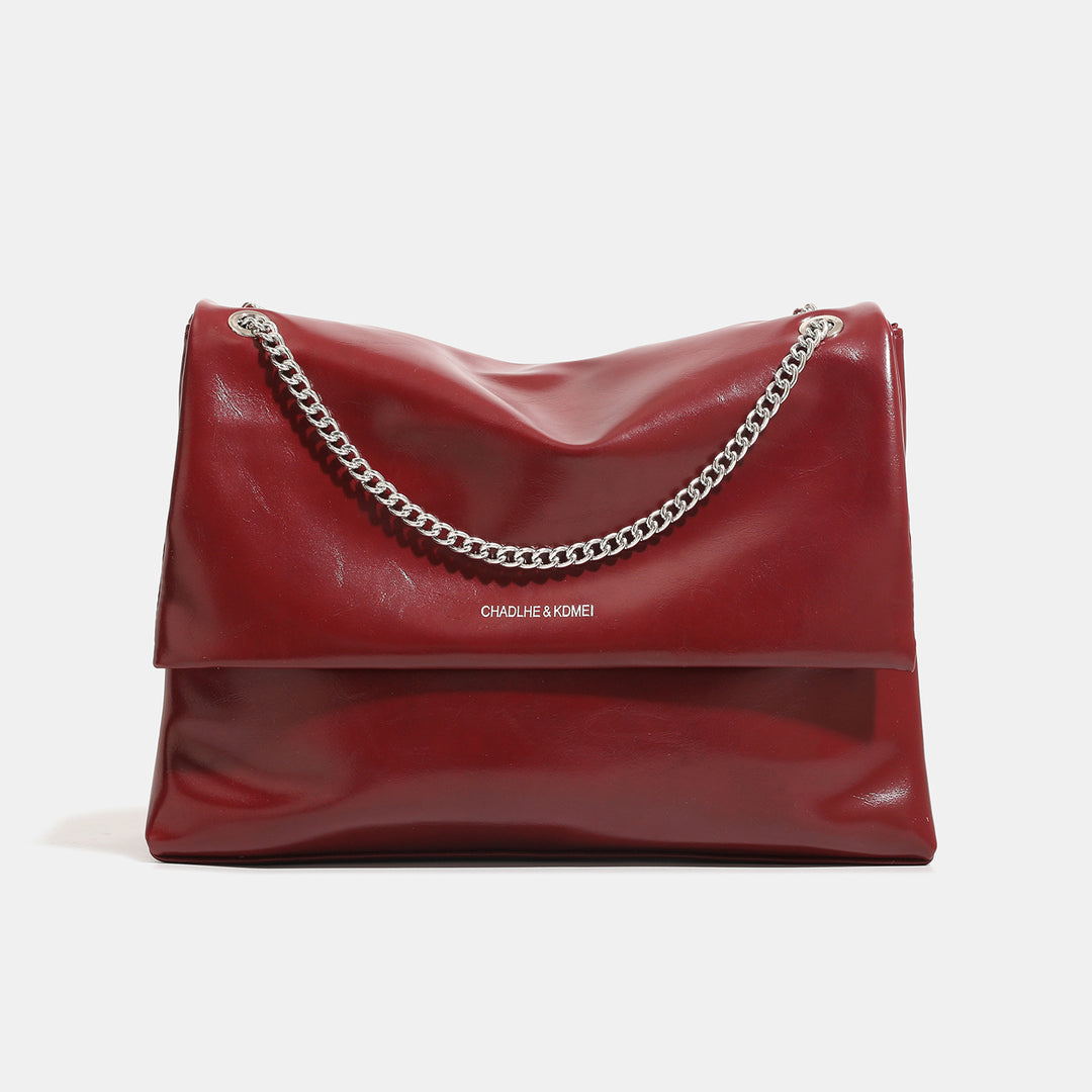 Chic Slouchy Shoulder Bag with Chain Detailing