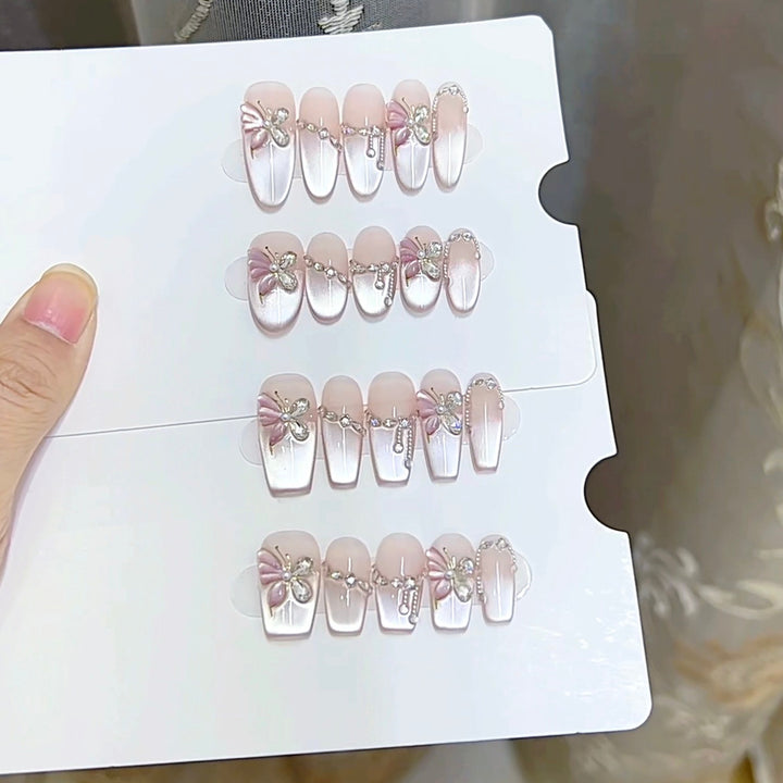 Rhinestone-Decorated Press-On Nail Set Kalsten