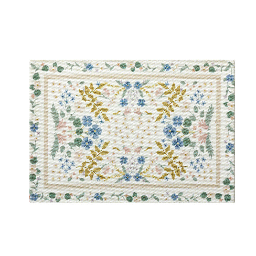 Floral woven carpet runner in medallion design