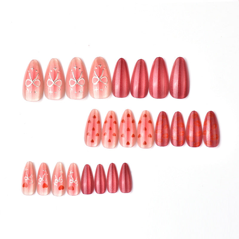 Premium Heart-Themed Press-On Nail Art Set