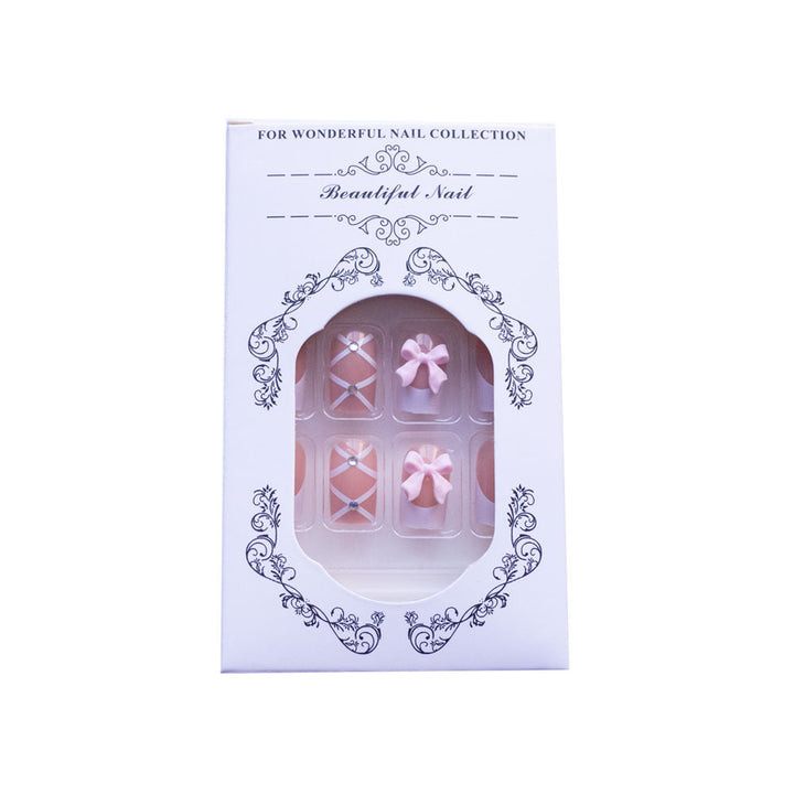 Premium Decorative Press-On Nails with Bow and Rhinestone Accents Kalsten