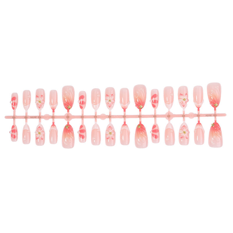 Elegant artificial nail set with floral and gradient patterns Kalsten
