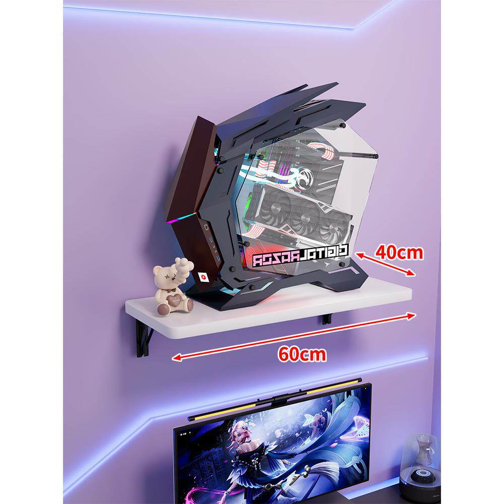 Wall-Mount Floating Shelf for Mid-Tower Gaming PC with Reinforced Brackets