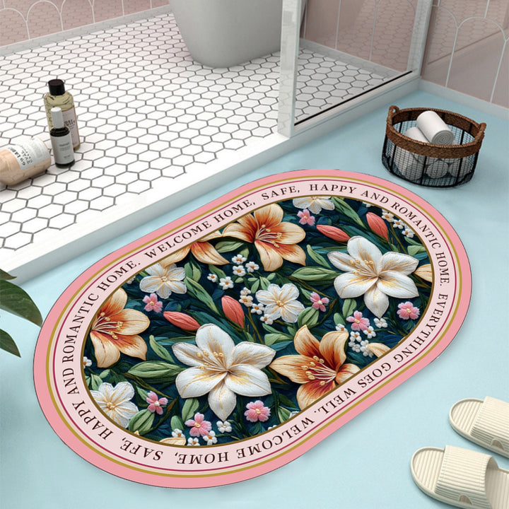 Floral Design Bath Mat Kalsten
