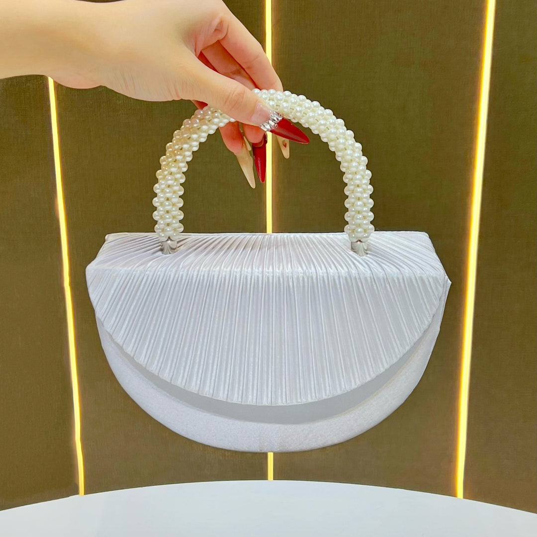 Pleated Satin Clutch Handbag