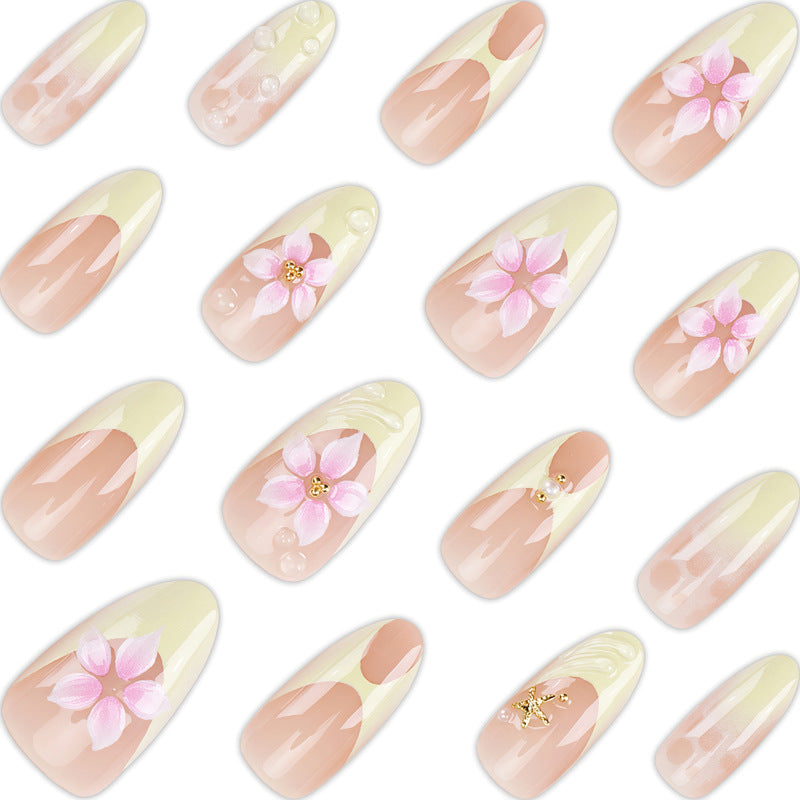 Artistic Press-On Nail Set with Floral Design Kalsten