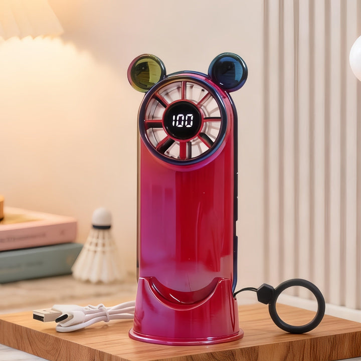 Women's Portable Mini Fan with Digital Display and Animal Ears Kalsten