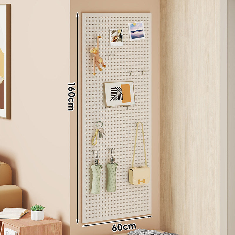 Wall-Mounted Perforated Pegboard Organizer Panel with Modular Hooks