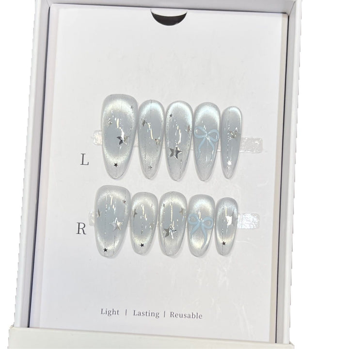 Decorative Stiletto Press-On Nail Set with Star and Bow Accents Kalsten