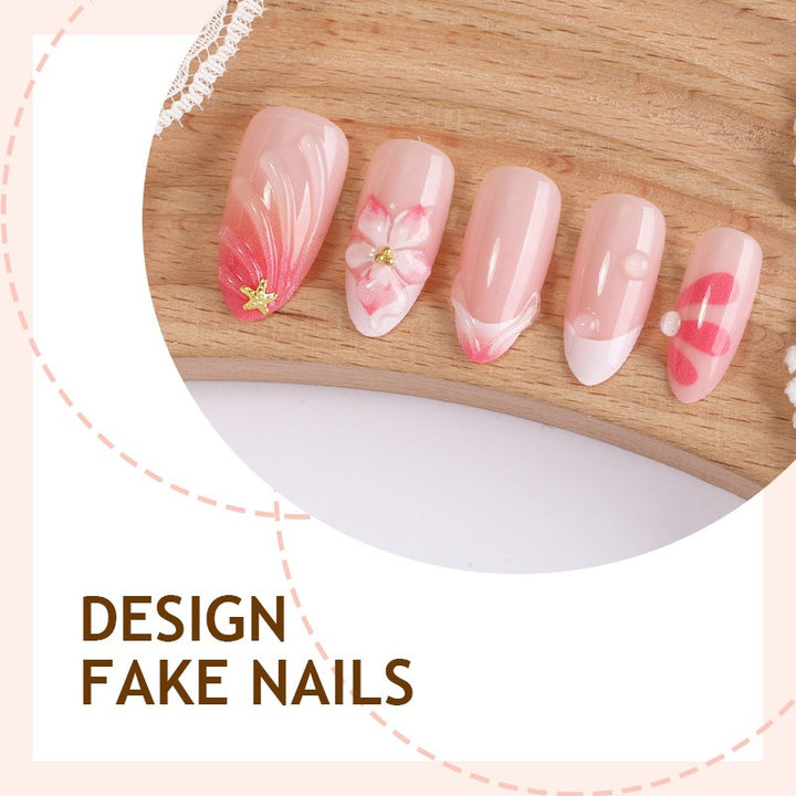 Elegant artificial nail set with floral and gradient patterns Kalsten
