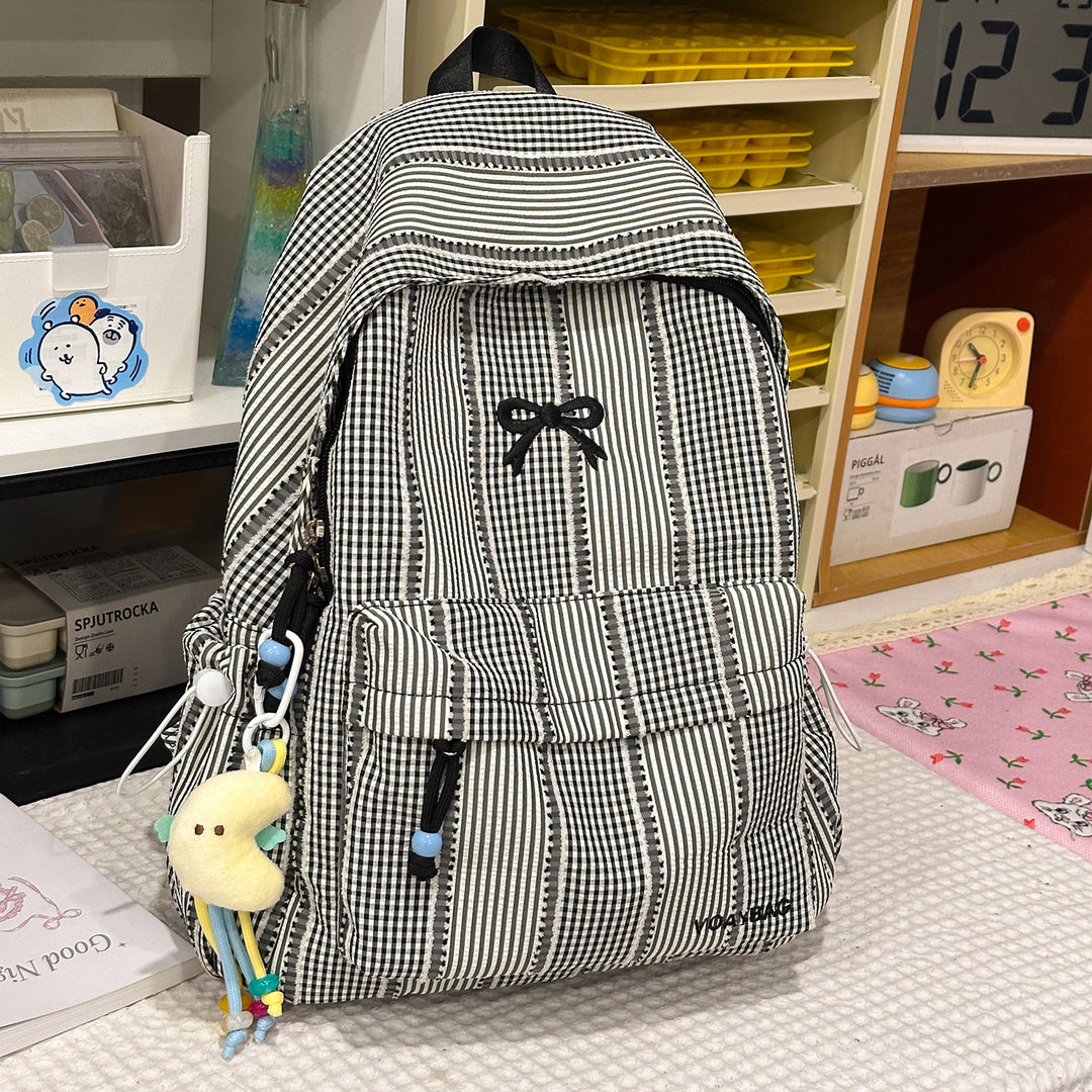 Cute Checked Patterned School Backpack Kalsten