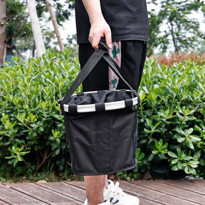 waterproof removable bicycle front basket liner with reinforced aluminum rim and quick-release handlebar hooks Kalsten