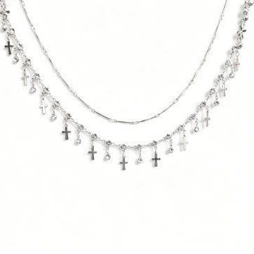 Double Layered Cross Pendant Necklace Kalsten