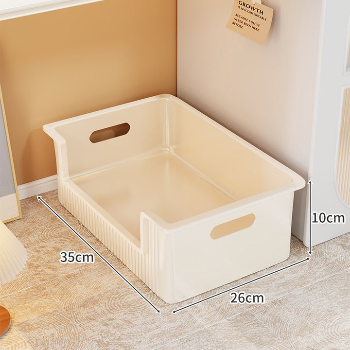 Low-Profile Under-Bed Plastic Open-Front Storage Drawer with Cutout Handles