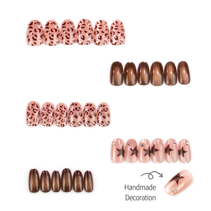 Artistic Leopard Print and Shimmer Press-On Nail Set